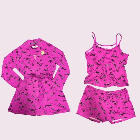 Juicy Couture 3PC Hot Pink Robe Set - Picture 2 of 10